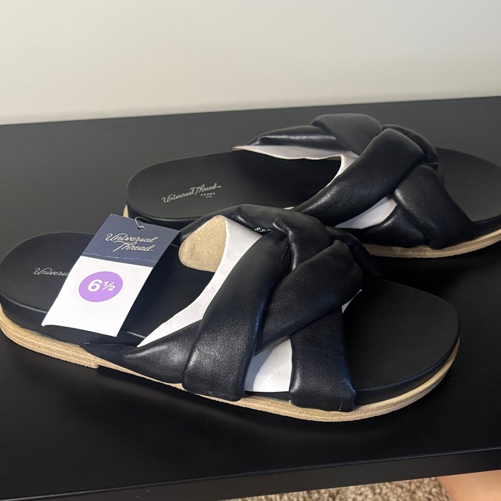 3 for $20 Universal Thread Women's Black Slide Sandals Size 6 1/2